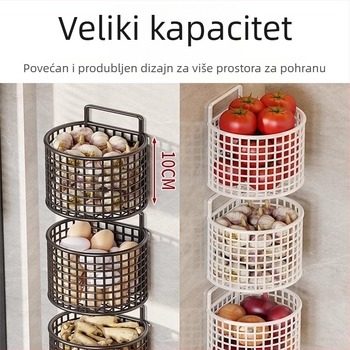 Zidna višenamjenska kuhinjska polica za đumbir, češnjak i začine – bez bušenja