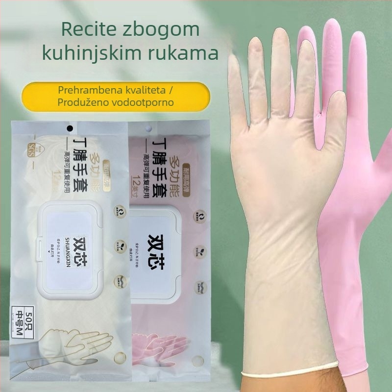 Nitrilne jednokratne rukavice za pranje suđa, produžene, ultra-tanke i izdržljive, kvalitete hrane, vodootporne i protuklizne