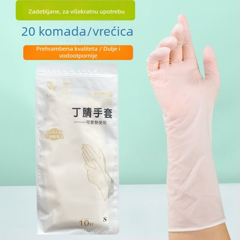 Nitrilne jednokratne rukavice za pranje suđa, produžene, ultra-tanke i izdržljive, kvalitete hrane, vodootporne i protuklizne