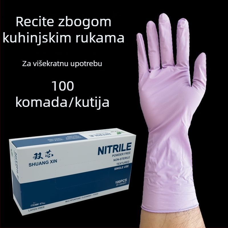 Nitrilne jednokratne rukavice za pranje suđa, produžene, ultra-tanke i izdržljive, kvalitete hrane, vodootporne i protuklizne