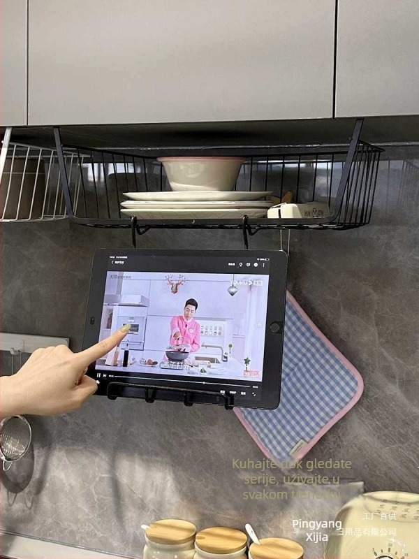Šestoslojni kuhinjski stalak za iPad, viseći višeslojni koš za tablet, držač unutar ormarića