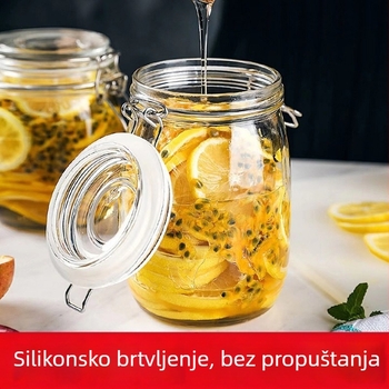 Jače staklena hermetički zatvorena posuda za prehrambene namirnice, posuda za med, posuda za očuvanje svježine, prazna boca za namakanje vina i kiseljenja, kućna uporaba