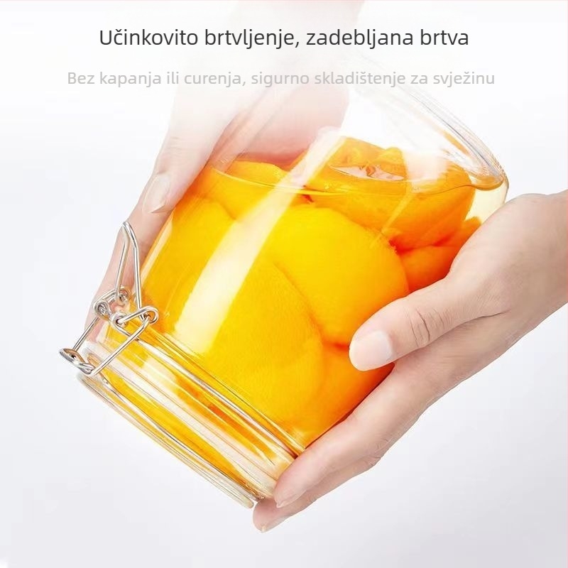Jače staklena hermetički zatvorena posuda za prehrambene namirnice, posuda za med, posuda za očuvanje svježine, prazna boca za namakanje vina i kiseljenja, kućna uporaba