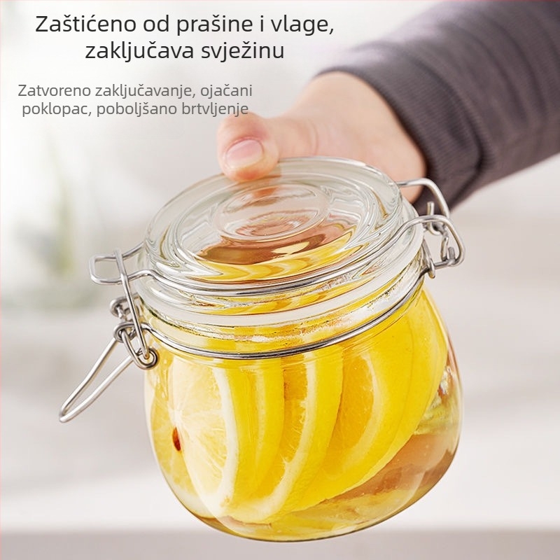 Jače staklena hermetički zatvorena posuda za prehrambene namirnice, posuda za med, posuda za očuvanje svježine, prazna boca za namakanje vina i kiseljenja, kućna uporaba