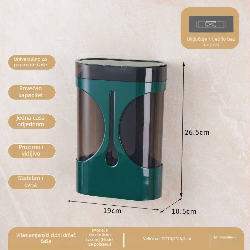 Plastični držač za papirnate čaše, bez bušenja, za dispenzer vode