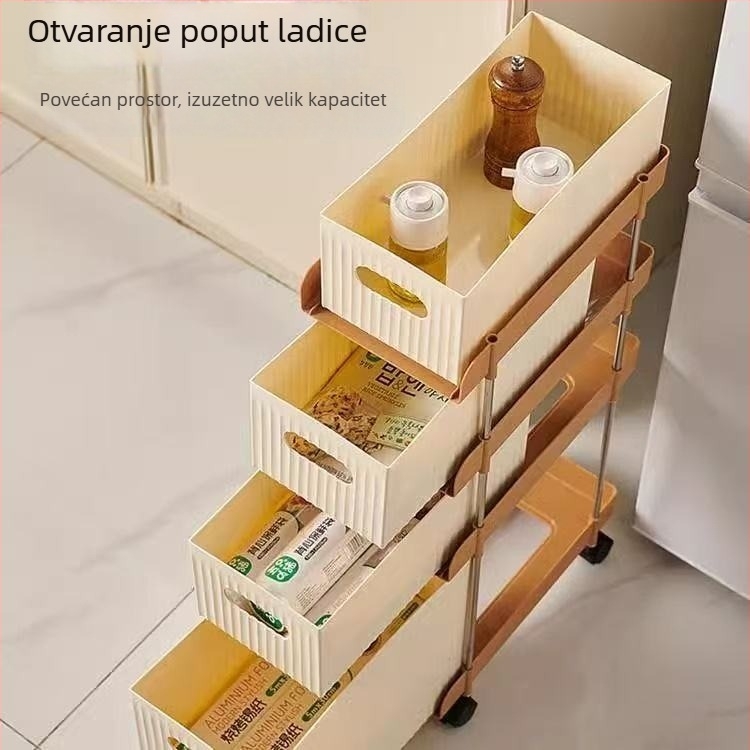 Regal ispod stola s četiri razine, mobilni nosač za knjige i stolni organizator za sobu
