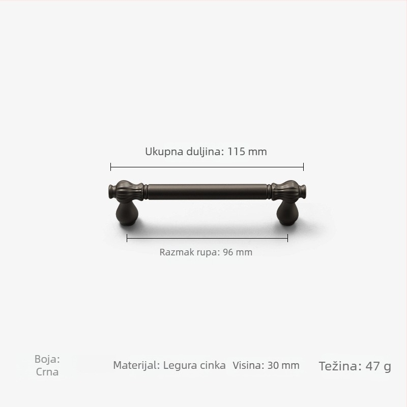 Skandinavska zlatna ručka za ormar u obliku tikve, moderan minimalistički crni završetak