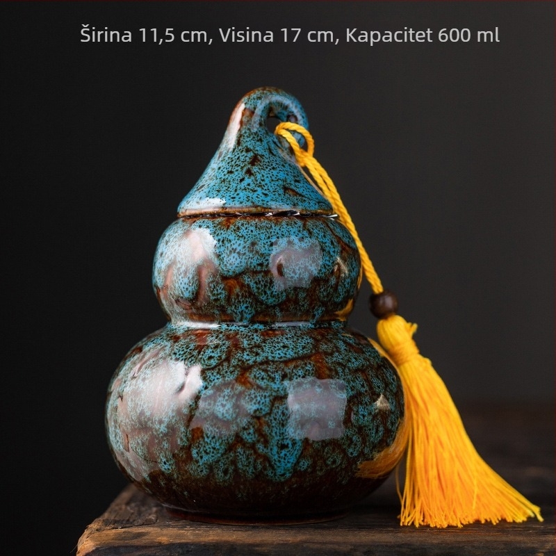 Veliki keramički spremnik za čaj u obliku tikve, glaziran u peći, prenosivi dekorativni zatvoreni spremnik za skladištenje s logotipom