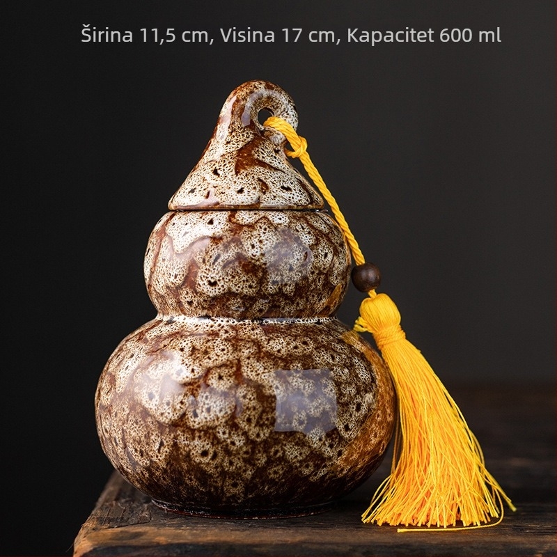 Veliki keramički spremnik za čaj u obliku tikve, glaziran u peći, prenosivi dekorativni zatvoreni spremnik za skladištenje s logotipom