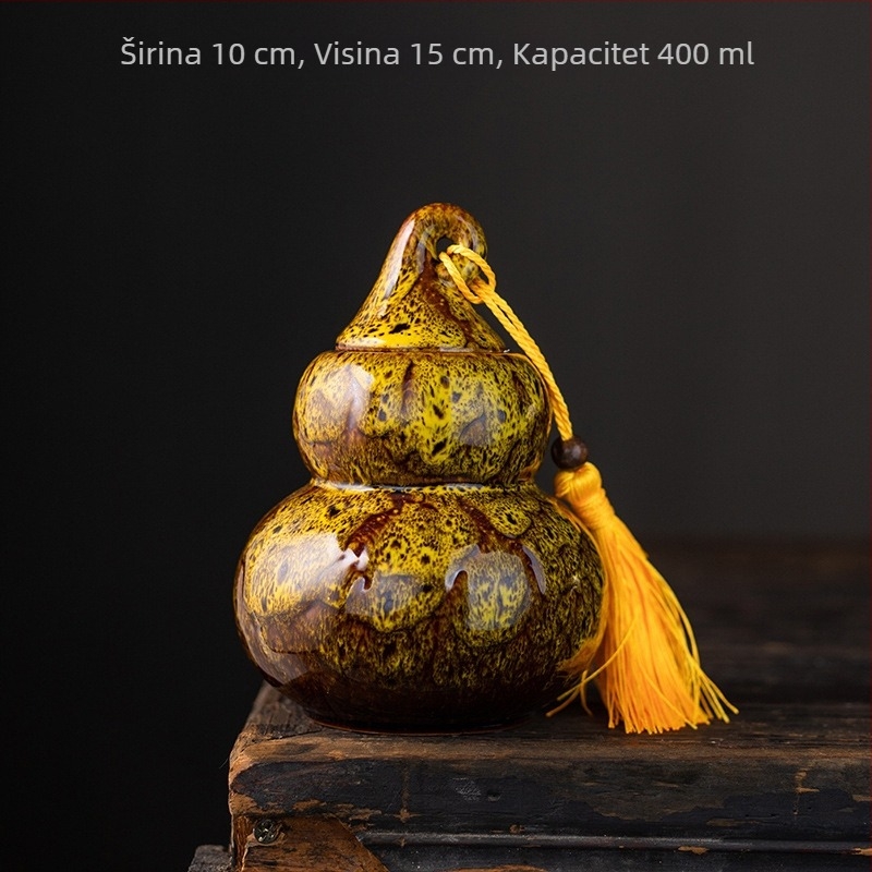 Veliki keramički spremnik za čaj u obliku tikve, glaziran u peći, prenosivi dekorativni zatvoreni spremnik za skladištenje s logotipom