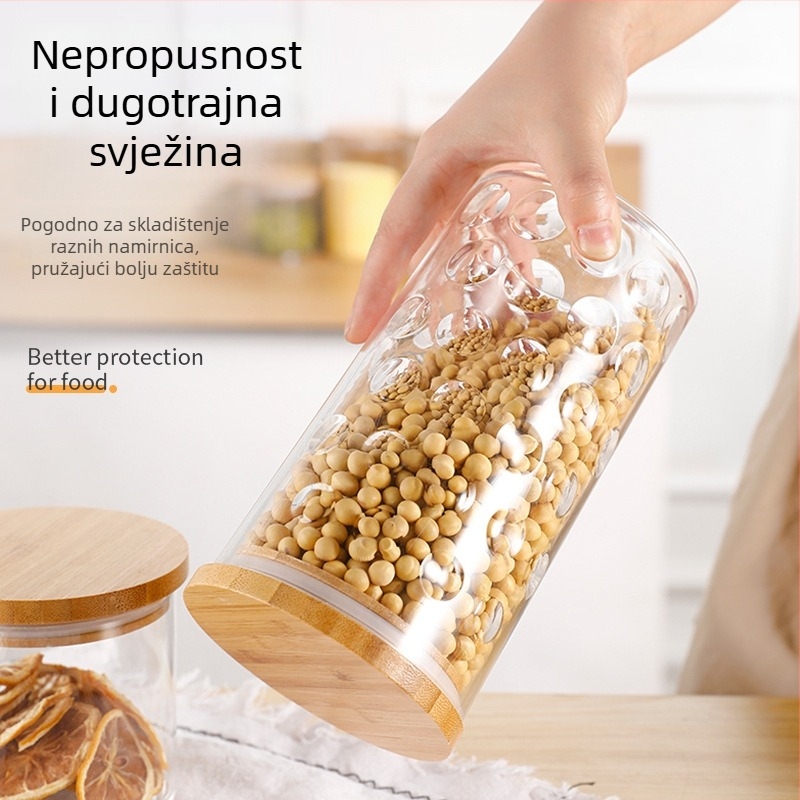 Kružni prozirni akrilni kuhinjski spremnik za hranu, za čaj i žitarice, otporan na vlagu, hermetički zatvoren, kapacitet 800–1000 ml