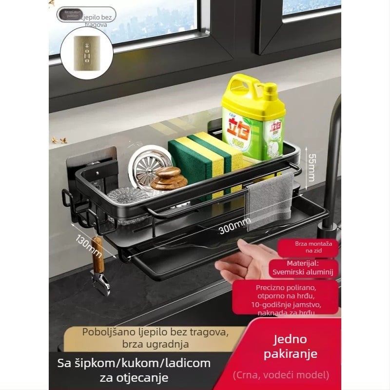 Držač za kuhinjske krpe bez bušenja, zidni regač za odvod i skladištenje, aluminijska legura, 6 razina