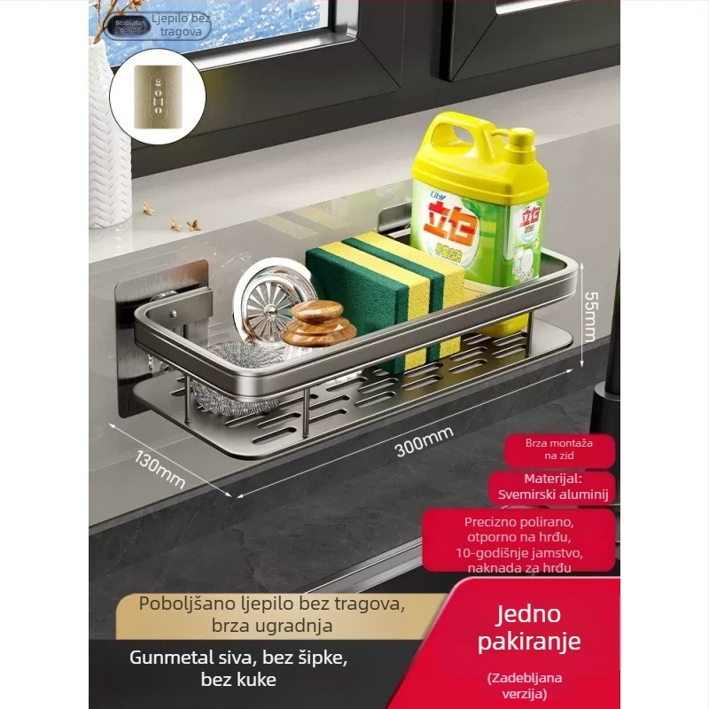 Držač za kuhinjske krpe bez bušenja, zidni regač za odvod i skladištenje, aluminijska legura, 6 razina