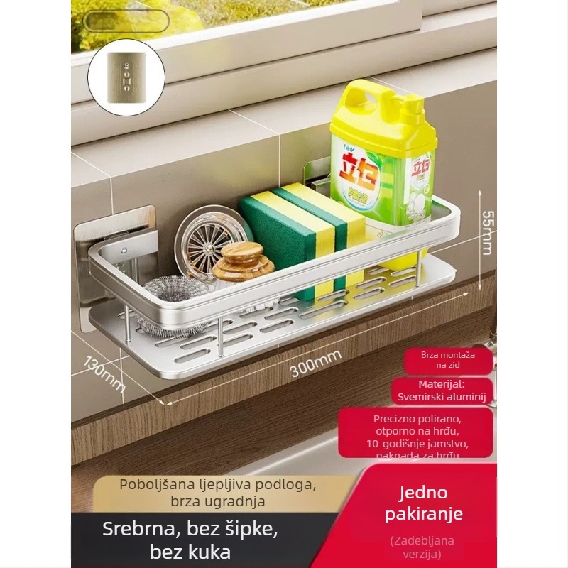 Držač za kuhinjske krpe bez bušenja, zidni regač za odvod i skladištenje, aluminijska legura, 6 razina