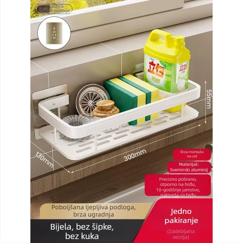 Držač za kuhinjske krpe bez bušenja, zidni regač za odvod i skladištenje, aluminijska legura, 6 razina
