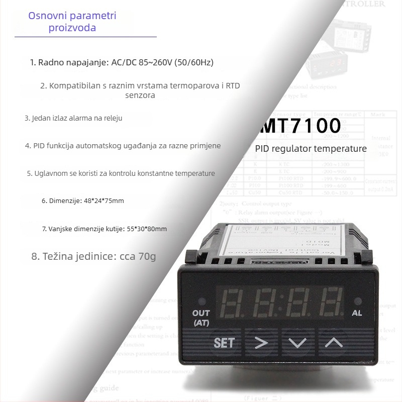 XMT7100 Crveni inteligentni PID temperatni regulator, industrijske klase