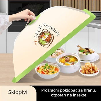 Veliki mrežasti poklop za hranu, protiv prašine i insekata, univerzalan za blagovaonu, za skladištenje ostataka, sklopiv, ojačan, prozračna mreža