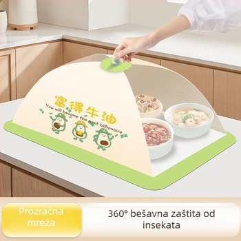 Veliki mrežasti poklop za hranu, protiv prašine i insekata, univerzalan za blagovaonu, za skladištenje ostataka, sklopiv, ojačan, prozračna mreža