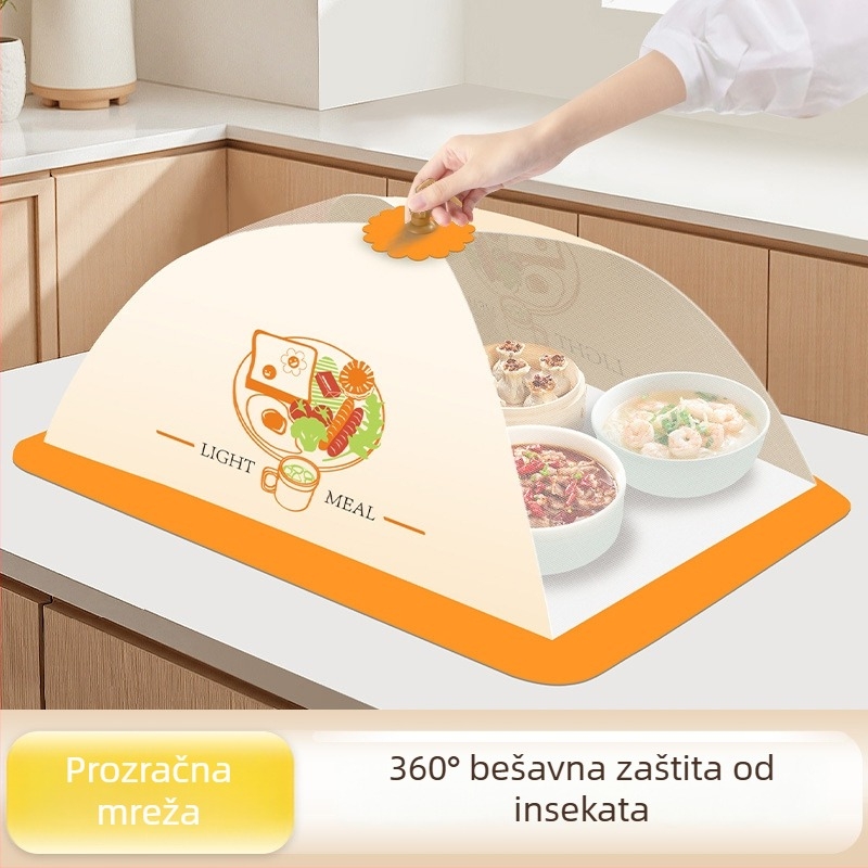 Veliki mrežasti poklop za hranu, protiv prašine i insekata, univerzalan za blagovaonu, za skladištenje ostataka, sklopiv, ojačan, prozračna mreža