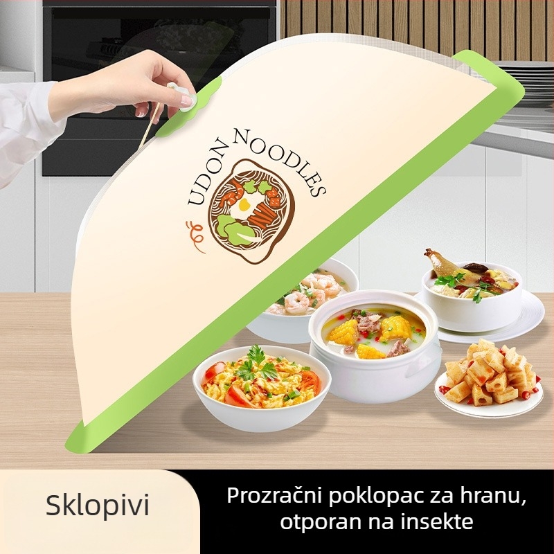 Veliki mrežasti poklop za hranu, protiv prašine i insekata, univerzalan za blagovaonu, za skladištenje ostataka, sklopiv, ojačan, prozračna mreža