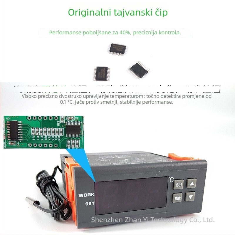 ZY-9010G industrijski digitalni regulator temperature s K-tip termoparom, alarm za visoku temperaturu i regulacija temperature, ugrađena instalacija