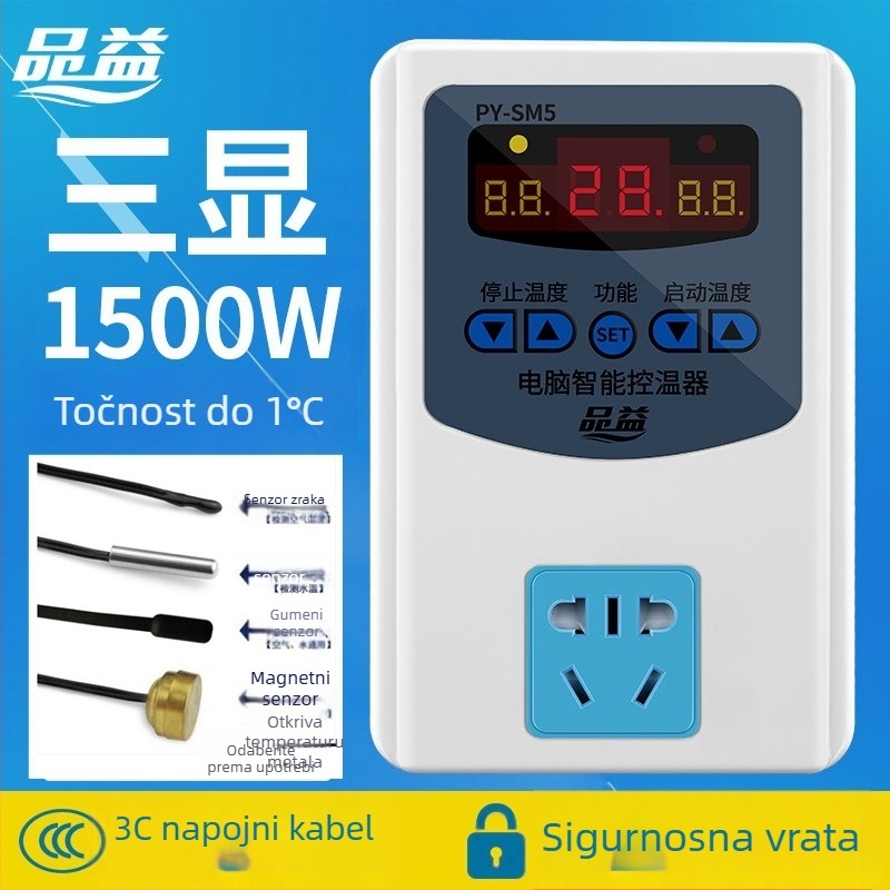 Pinyi 220V 2200W trodijelni termostat s LCD zaslonom i utičnicom
