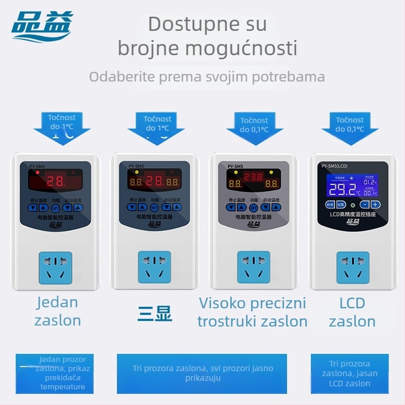 Pinyi 220V 2200W trodijelni termostat s LCD zaslonom i utičnicom