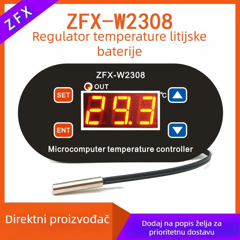 W2308 Termostat za litijsku bateriju, direktni izlaz 24V-100V, digitalni prikaz temperature