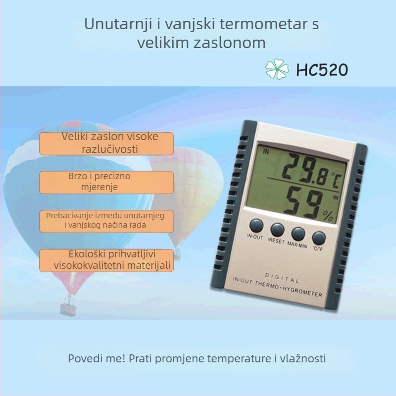 HC520 Elektronički mjerač temperature i vlage s kontrolom