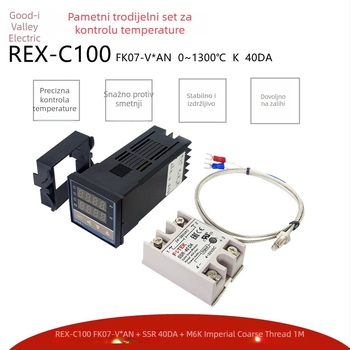 Industrijski regulator temperature REX-C100FK07-VAN – duga verzija s tehnologijom čvrstog stanja i linijom senzora temperature – trodjelni set za kontrolu temperature