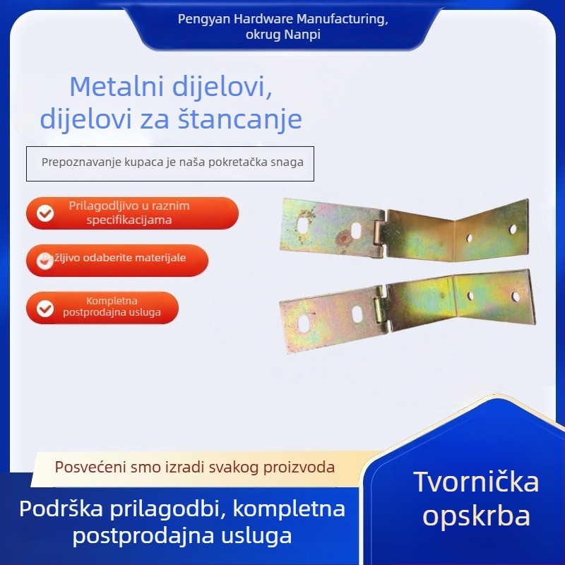 Ojačani 90° kutni spoj, L-oblik šarka za ormariće i garderobu, fiksni željezni nosač