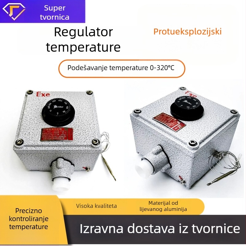 Premium regulator temperature za električno grijanje, s zaštitom od eksplozija i otpornošću na plamen, lijevana aluminijska legura, tip s gumbom BJW 220V/380V
