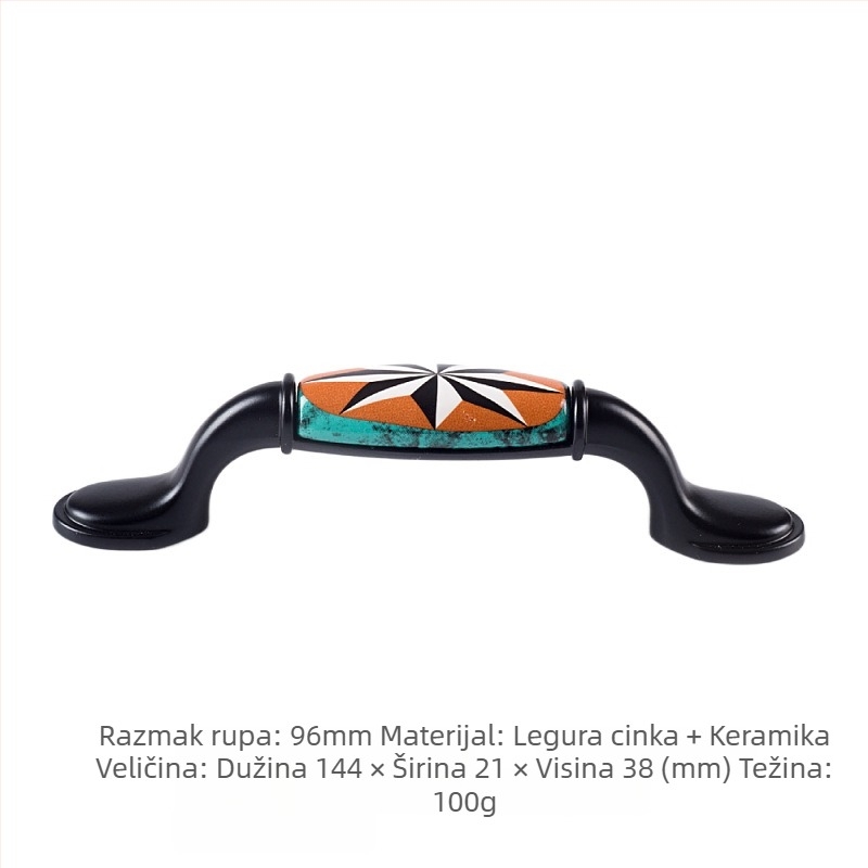 Crna ručka za vrata ormarića, američki stil, keramička ručka za ladice, skandinavski dizajn