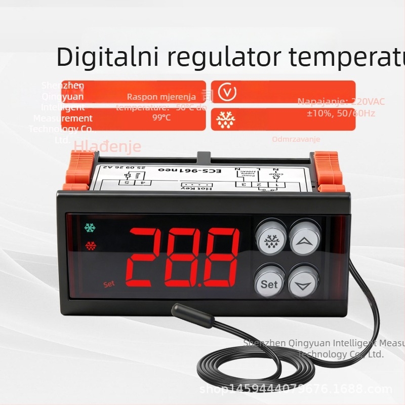 Digitalni regulator temperature s LCD zaslonom za skladištenje i rashladne prostore, visoko precizan pametni termostat za poljoprivredne primjene, odmrzavanje i hlađenje