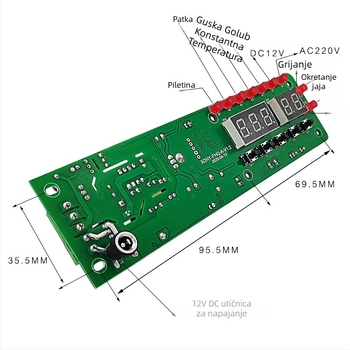 Inteligentni digitalni regulator temperature i vlage za inkubator s okretanjem jaja i osvjetljenjem
