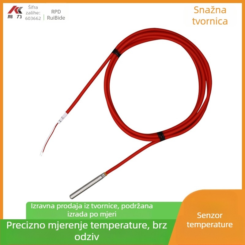 Pt100 platinasti RTD senzor temperature, vodootporna sonda od nehrđajućeg čelika, silikon kabel, otporan na visoke temperature
