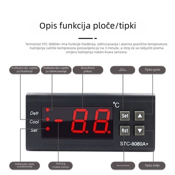 STC-8080A+ temperaturni regulator za hladnjak i zamrzivač s digitalnim zaslonom, potpuno automatska regulacija temperature