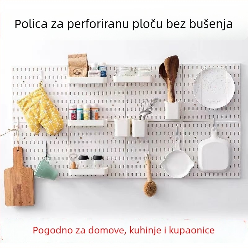 Perforirana ploča za zid bez bušenja – organizator s policama i kukama za dormitor i kuhinju