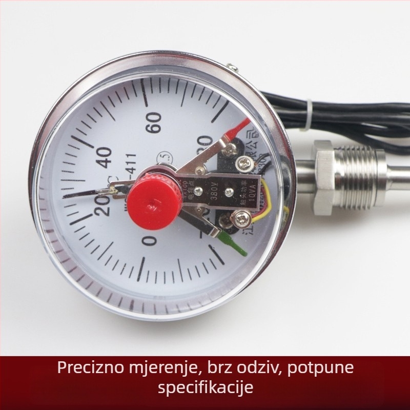 Električni kontaktni bimetalni termometar WSSX-401/411/481, industrijski termometar za cijevi kotla, 500°C