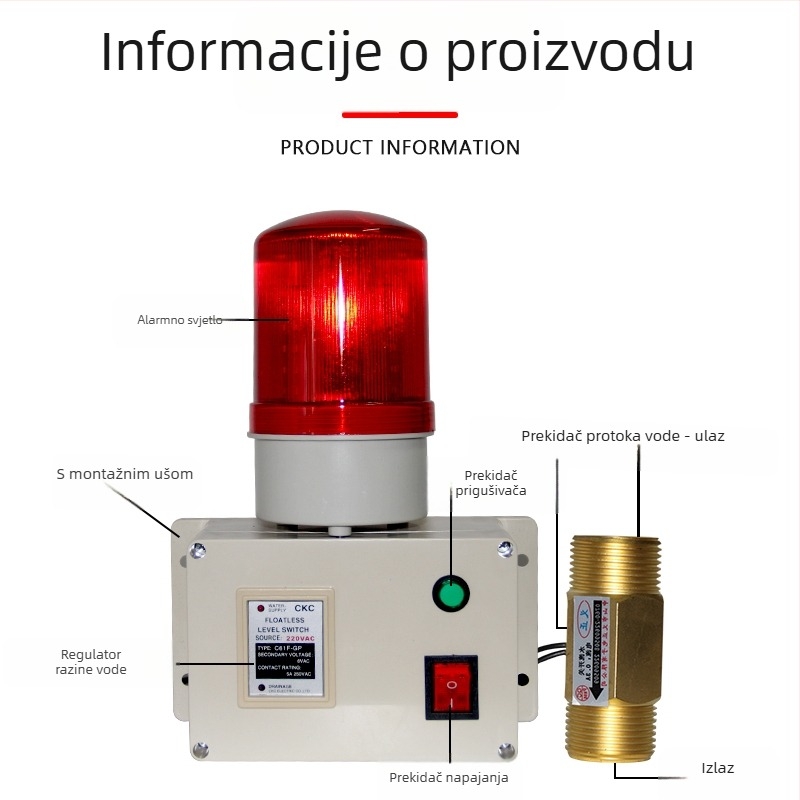 Alarm protoka vode i senzor protoka, mjerenje protoka pri nedostatku vode, digitalni zaslon