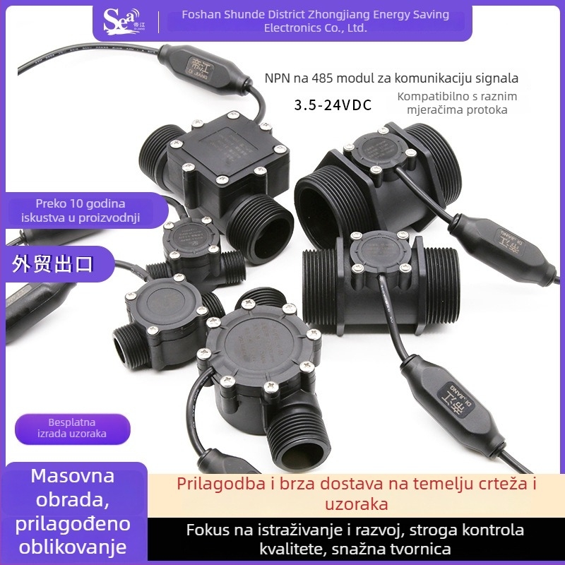 RS-485 komunikacijski modul za NPN senzor, senzor protoka vode s RS-485 izlazom, Hallov efekt mjerač protoka