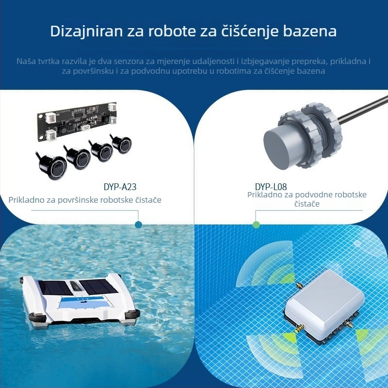 Ultrazvučni podvodni senzor udaljenosti za robot za čišćenje bazena — modul izbjegavanja prepreka, domet 8 m, IP68 vodootporan