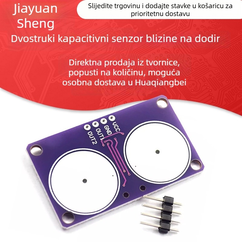 Dvokanalni modul dodirnog prekidača s kapacitativnim senzorom blizine i pločom za tipkovnicu