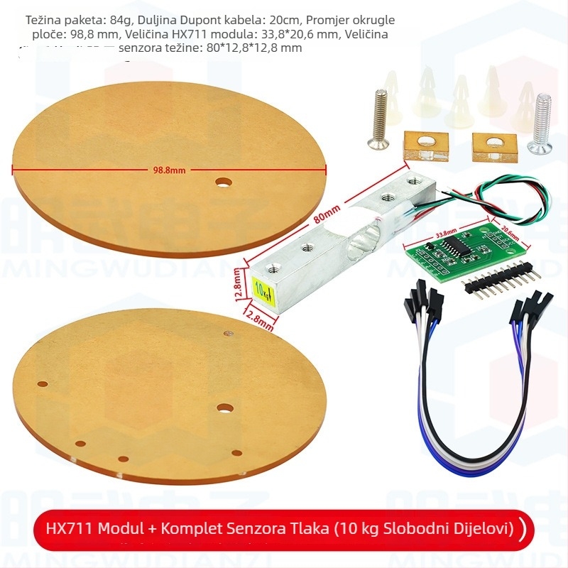 HX711 modul s kompletom senzora opterećenja – elektronički mjerni modul za vage 1/5/10/20 kg
