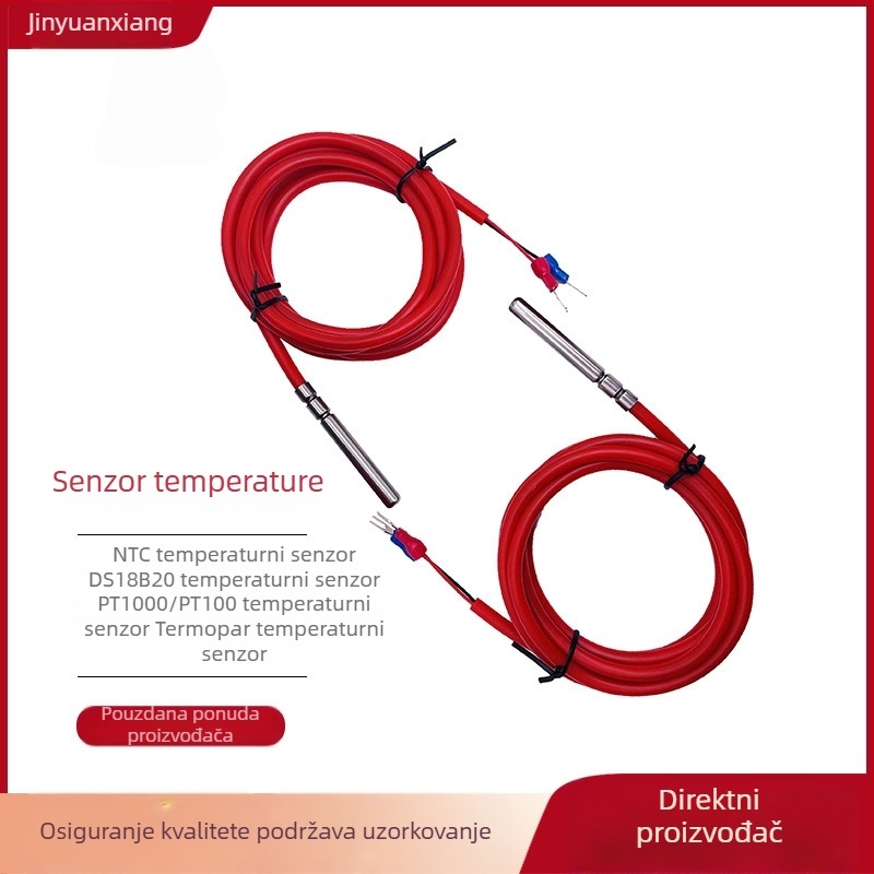 Pt100 RTD senzor temperature sa silikonskim kabelom, unutarnje mjerenje temperature u industrijskim i poljoprivrednim uvjetima, prilagodljiv
