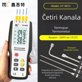 Xinsite HT-9815 mjerač temperature s termoparom, četiri kanala, tip K, industrijske visoke preciznosti