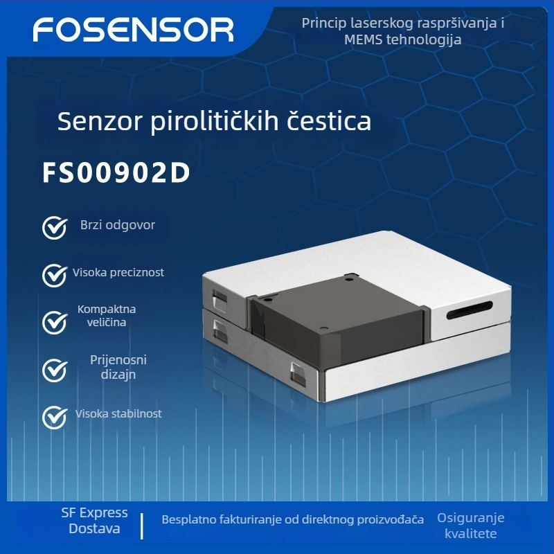 Pirolitički senzor čestica s temperaturom i TVOC - sve-u- jednom modul za laboratorijske detektore i razvodne ormariće.