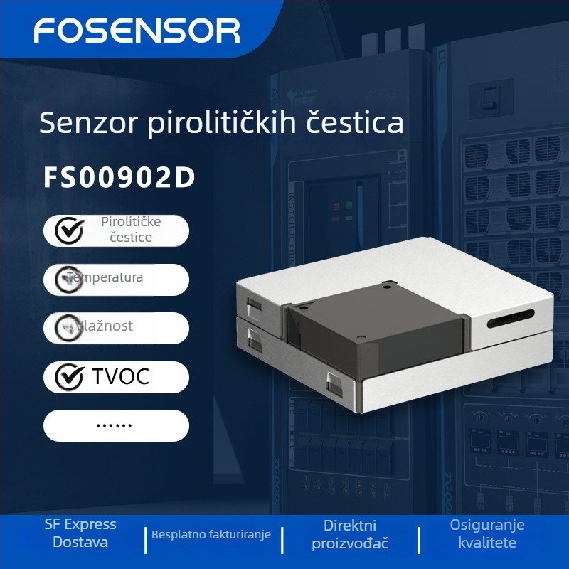 Pirolitički senzor čestica s temperaturom i TVOC - sve-u- jednom modul za laboratorijske detektore i razvodne ormariće.