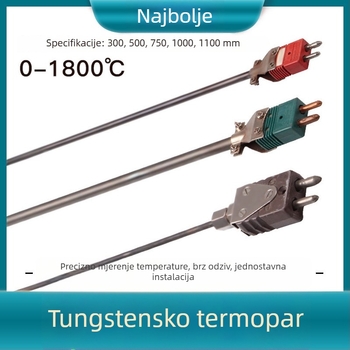 Visokotemperaturna volfram-renijeva termopara do 2300°C, s molibdenskim, volframovim, tantalovim i korundnim cijevima — senzor temperature vakuumske peći