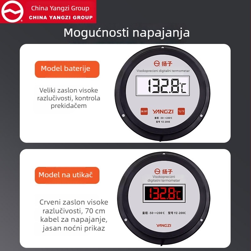 Yangzi digitalni termometar sa senzorom za industrijski uzgoj u staklenicima i skladištima — mjerač temperature vode
